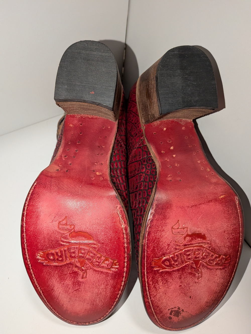 NWOT Freebird Randi Women's Size 12 Red Croc-Embossed Ankle-Strap Heels - Picture 5 of 7